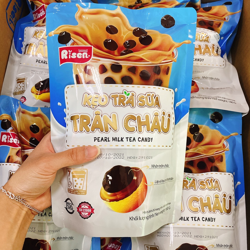 Túi kẹo trà sữa trân châu đường đen Risen