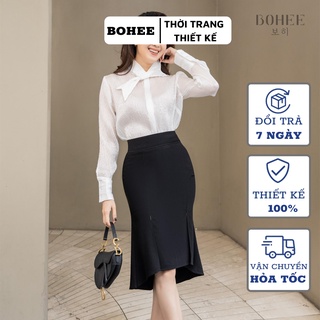 Áo sơ mi công sở nữ cổ nơ chéo BOHEE áo thiết kế kiểu Hàn Quốc chất liệu lụa cao cấp A235