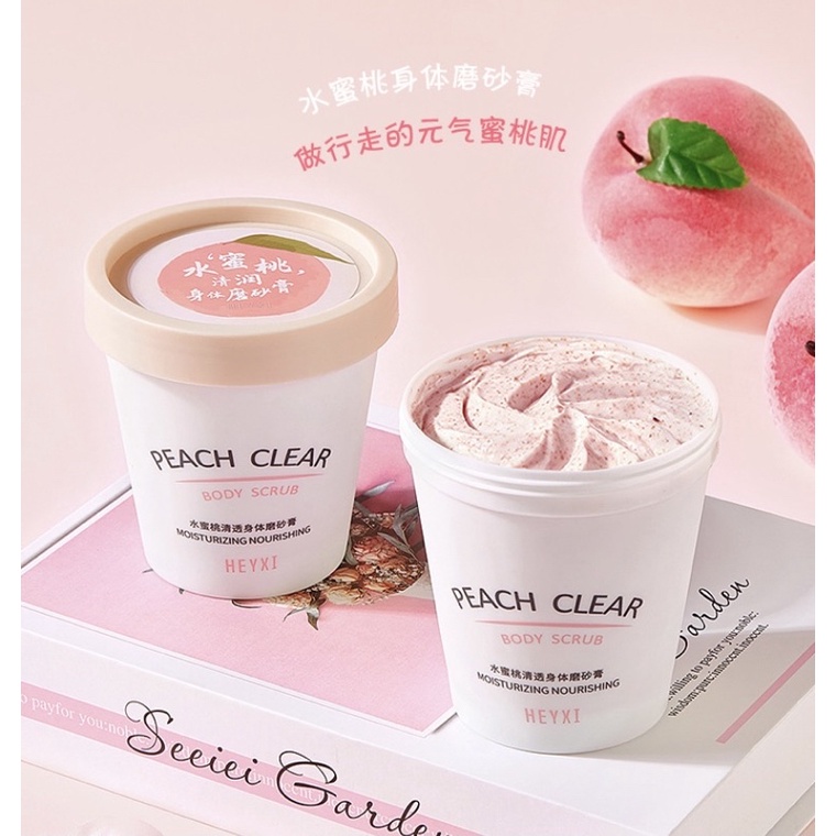 Tẩy da chết HEYXI Đào Peach Clear Body Scrub Moisturizing Mourishing cấp ẩm ngăn ngừa viêm da