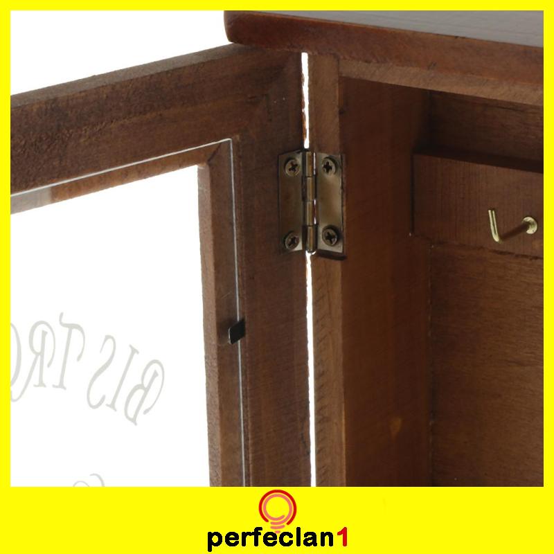 Tủ Đựng Chìa Khóa Bằng Gỗ Vintage Có Móc Treo Kích Thước 21x6x25cm. - Màu Nâu