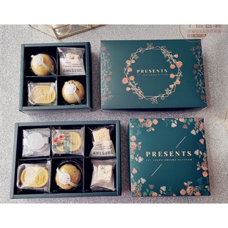 Bộ hộp túi giấy đựng bánh trung thu hoa xanh
