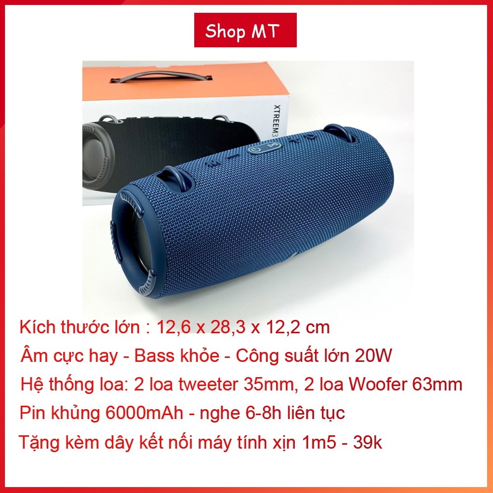 Loa bluetooth jbl Xtreme 3 bass cực mạnh âm thanh lớn chống thấm nước tốt hỗ trợ cắm usb thẻ nhớ kết nối máy tính