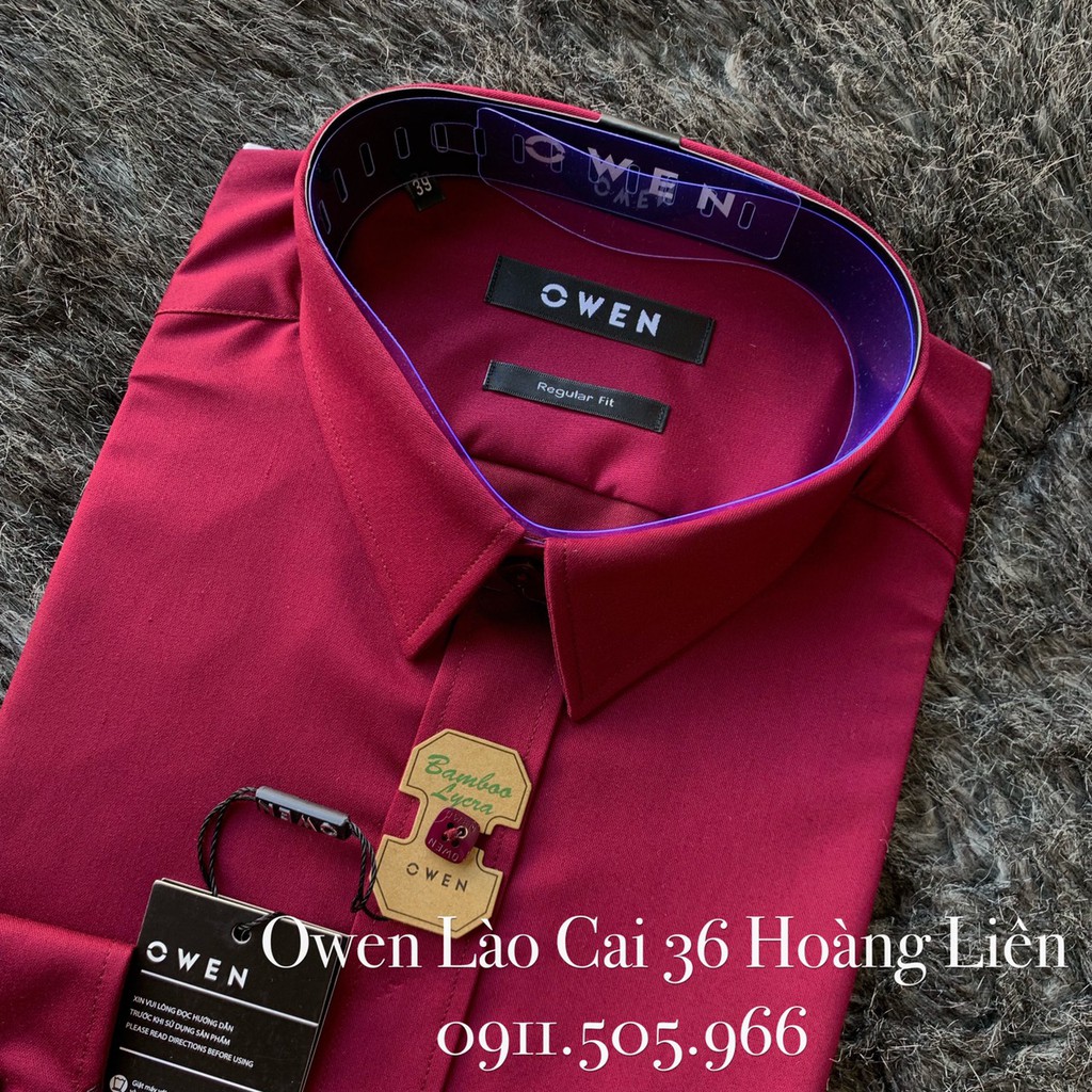 OWEN - Áo sơ mi dài tay Owen regular fit màu đỏ đô AR 80776 | BigBuy360 - bigbuy360.vn