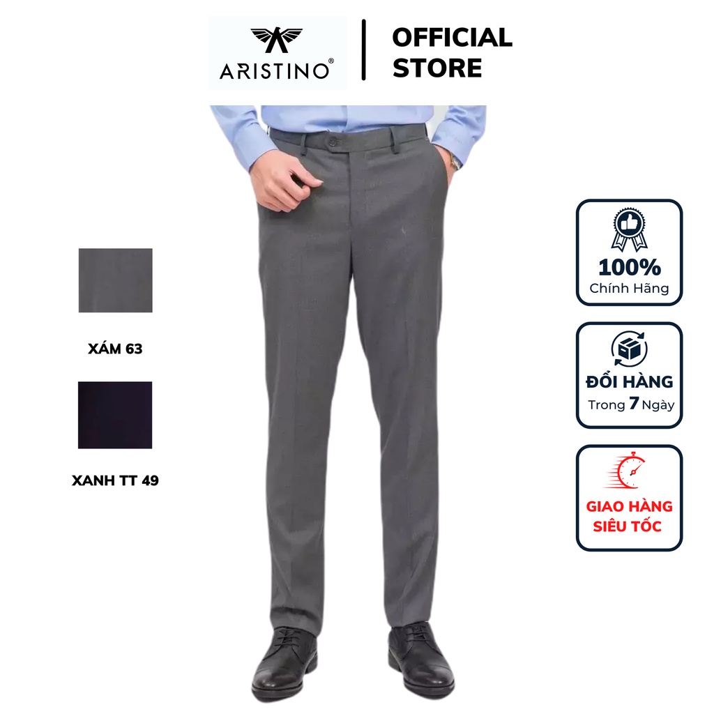 Quần tây công sở nam Aristino ống đứng chất vải polyester dáng Slim fit cao cấp ATR00509