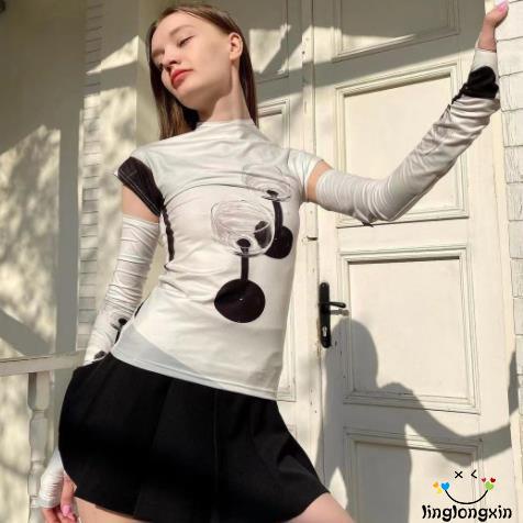 Set Đồ 2 Món Áo Thun Tay Ngắn Cổ Tròn + Quần Ngắn Phong Cách Đường Phố Thời Trang Xuân Hè Cho Nữ