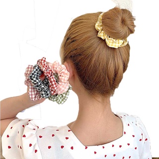 Dây buộc tóc, cột tóc scrunchies Caro, sọc dễ thương