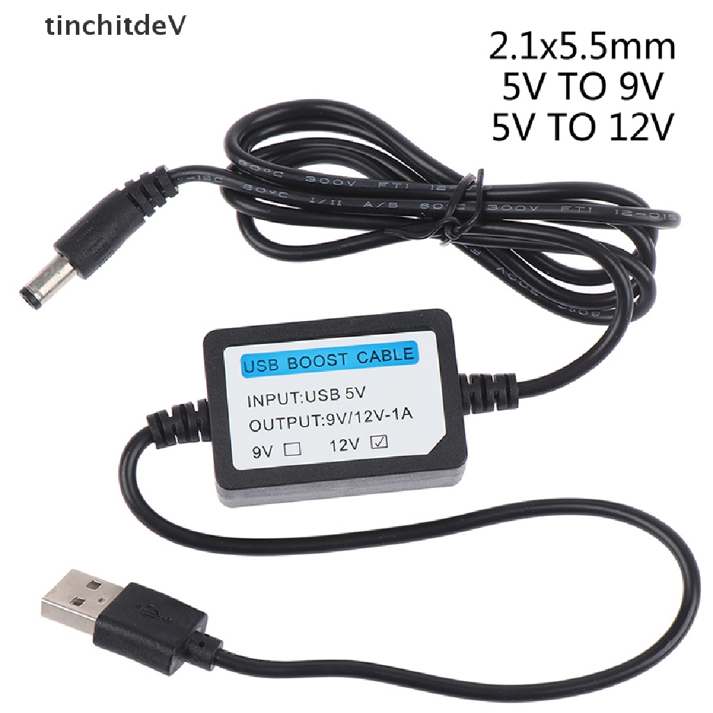 Dây Cáp Tăng Áp Nguồn Điện DC 2.1x5.5mm 5V Sang DC 9V / 12V 1A