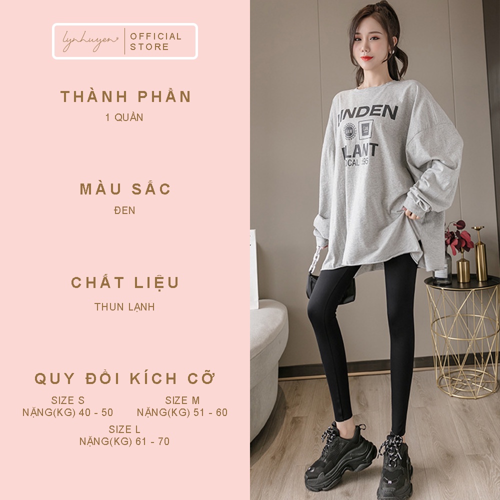 Quần Legging Nữ Dài Nâng Mông Cạp Cao Thun Lạnh Lynhuyen - Màu Đen - Q010