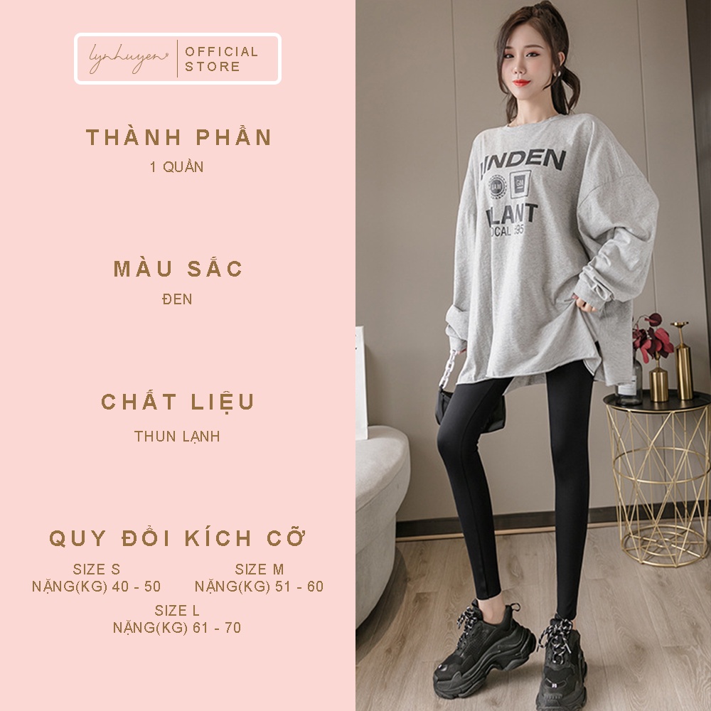 Quần Legging Nữ Dài Nâng Mông Cạp Cao Thun Lạnh Lynhuyen - Màu Đen - Q010 | BigBuy360 - bigbuy360.vn