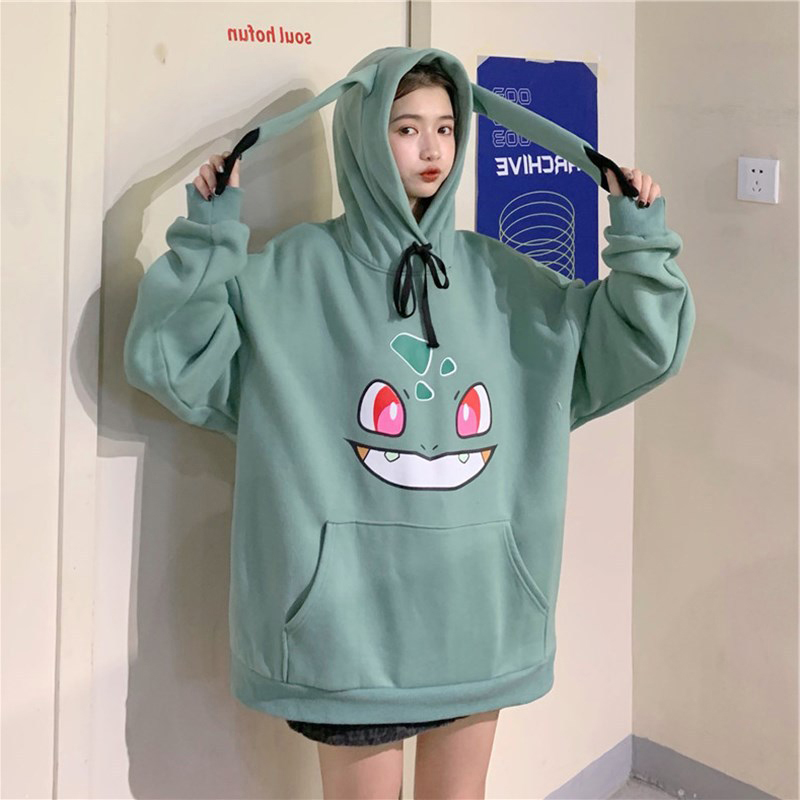 Áo Khoác Hoodie Dáng Rộng In Hình Pokemon Go Pikachu Dễ Thương Thời Trang Cho Nữ Cr1