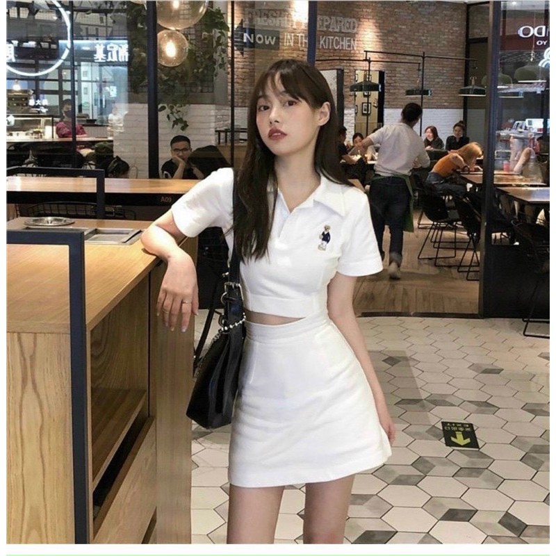 SET CROPTOP GẤU KÈM QUẦN VÁY TRẮNG NÂU (về thêm đỏ cam) 🎀 | BigBuy360 - bigbuy360.vn