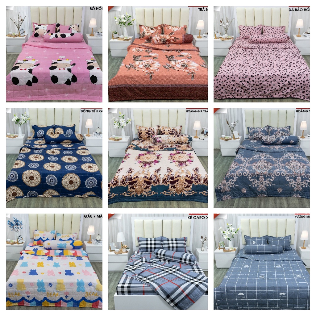 Bộ Ga Gối 3 Món,Bọc Đệm 1m2x2m,1m6x2m,1m8x2m,chọn mẫu thoải mái,vải cotton poly
