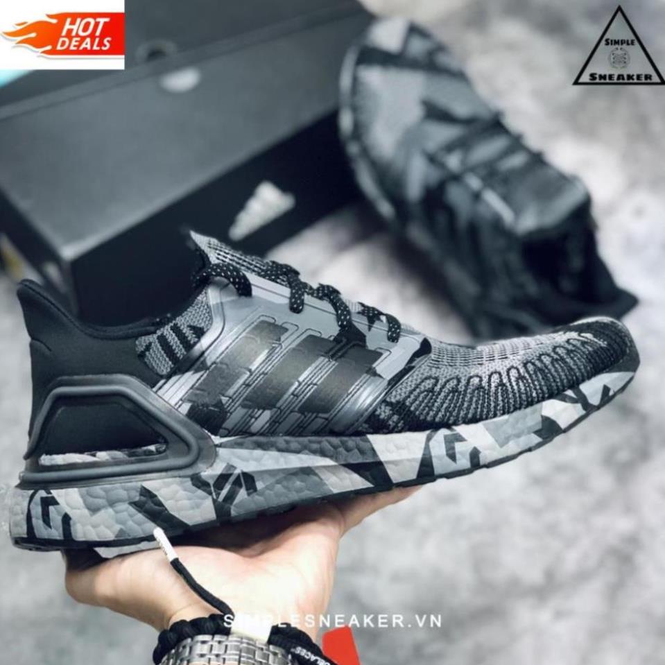 Giày Adidas Auth🔴FREESHIP🔴Adidas Ultra Boost 20 Black Camo Grey Chính Hãng - Giày Chạy Tốt Nhất Thế Giới : ' '