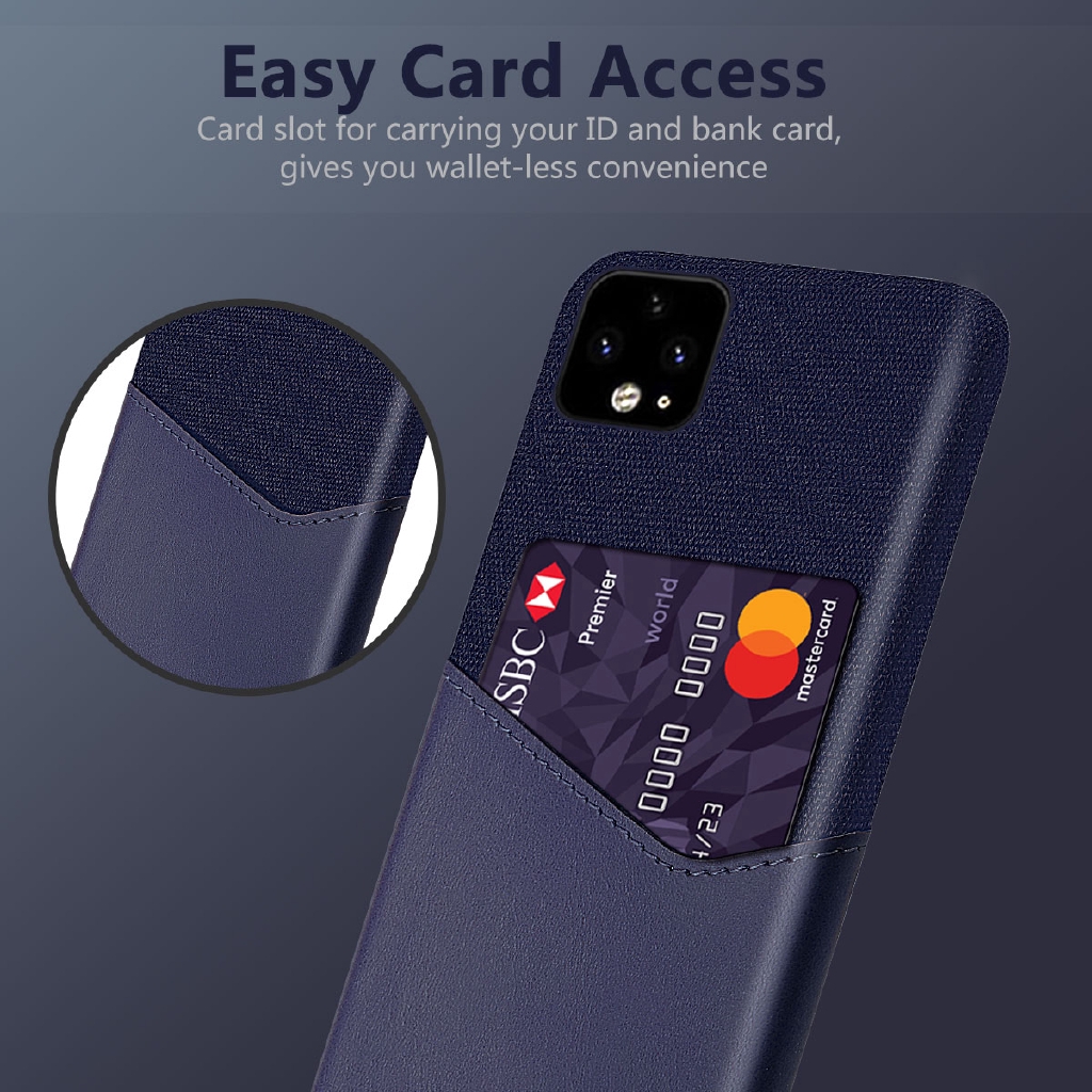 Ốp điện thoại da chống sốc kiểu doanh nhân sang trọng có khe cắm thẻ cho Google Pixel 4 XL 4A