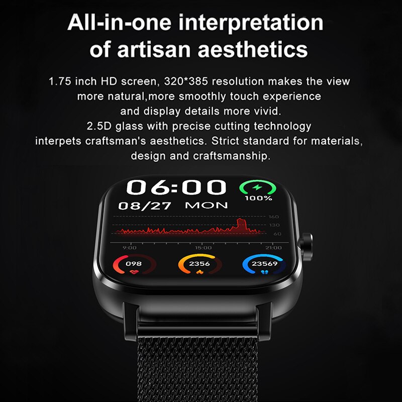 Đồng Hồ Thông Minh Dt35 + 1.75inch Có Bluetooth Gọi Dt35 Plus Ecg Ppg Cho Android Ios Fitness Pk P8 Pro