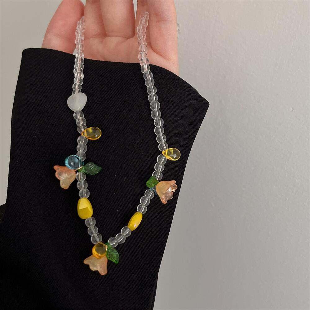 AROMA Vòng cổ Mặt Hoa Đính Đá Xinh Xắn Cho Nữ