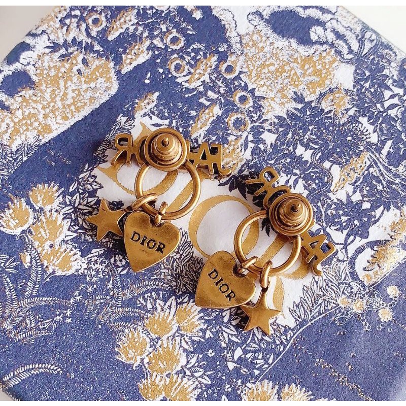 Dior New Brass JADIOR Letters Classical Hearts Love Earrings