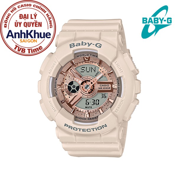 Đồng hồ nữ dây nhựa Casio Baby-G chính hãng Anh Khuê BA-110CP-4ADR (43mm)