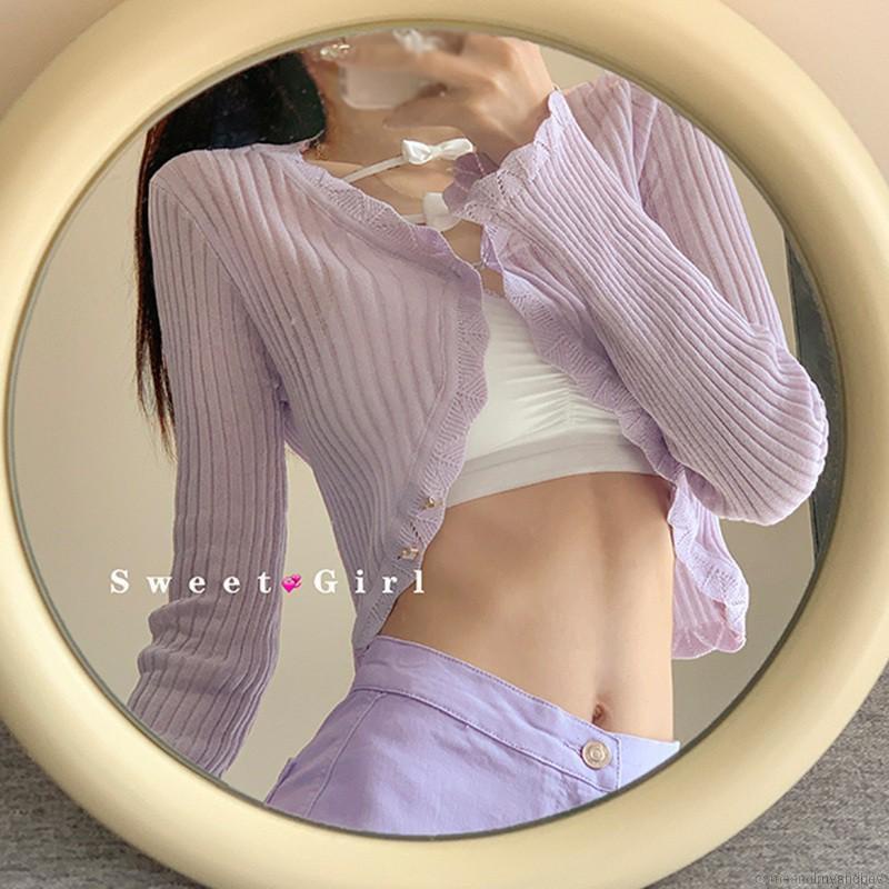 Áo Cardigan Dệt Kim Mỏng Dáng Ôm Màu Sắc Kẹo Ngọt Thời Trang Mùa Hè Dành Cho Nữ | BigBuy360 - bigbuy360.vn