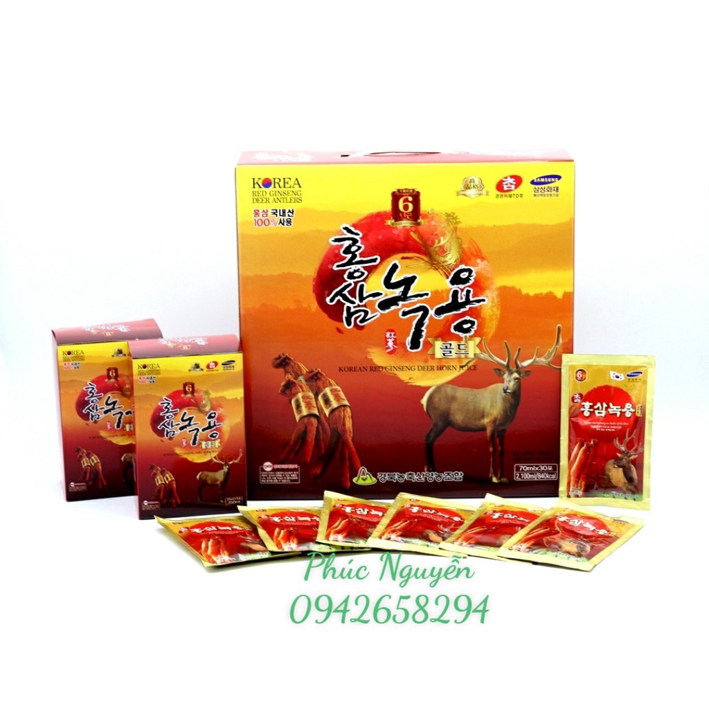Nước Hồng Sâm Nhung Hươu Kanghwa Hàn Quốc Hộp 30 gói x 70ml, Điều hoà huyết áp giúp ăn ngon, ngủ ngon tăng cường sinh lý