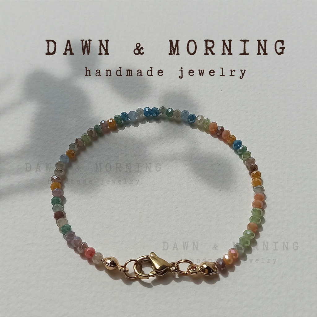 Xanh dương ~2mm - Vòng tay nữ hạt pha lê thủy tinh phong cách thời trang cổ điển, trang nhã, thanh lịch phối màu