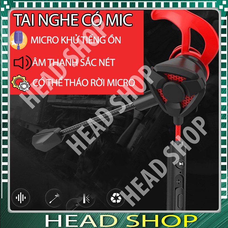 Tai nghe gaming G9 có mic rời cho điện thoại PC, tai nghe chơi game PUBG mobile âm thanh chuẩn nét HEADSHOP