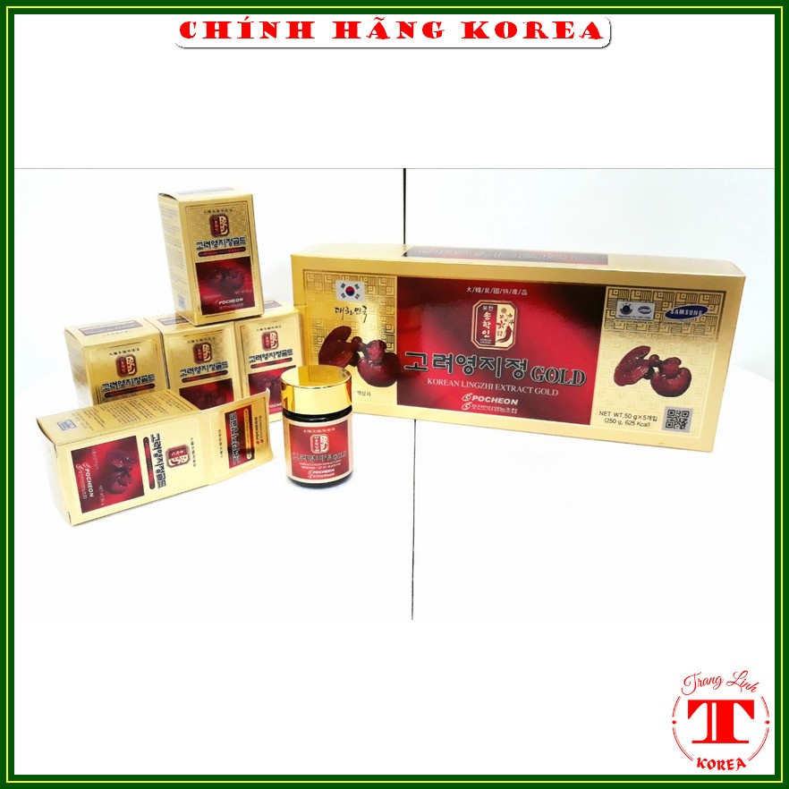 Cao linh chi Pocheon hàn quốc chính hãng, hộp 5 lọ x 50gr - tranglinh