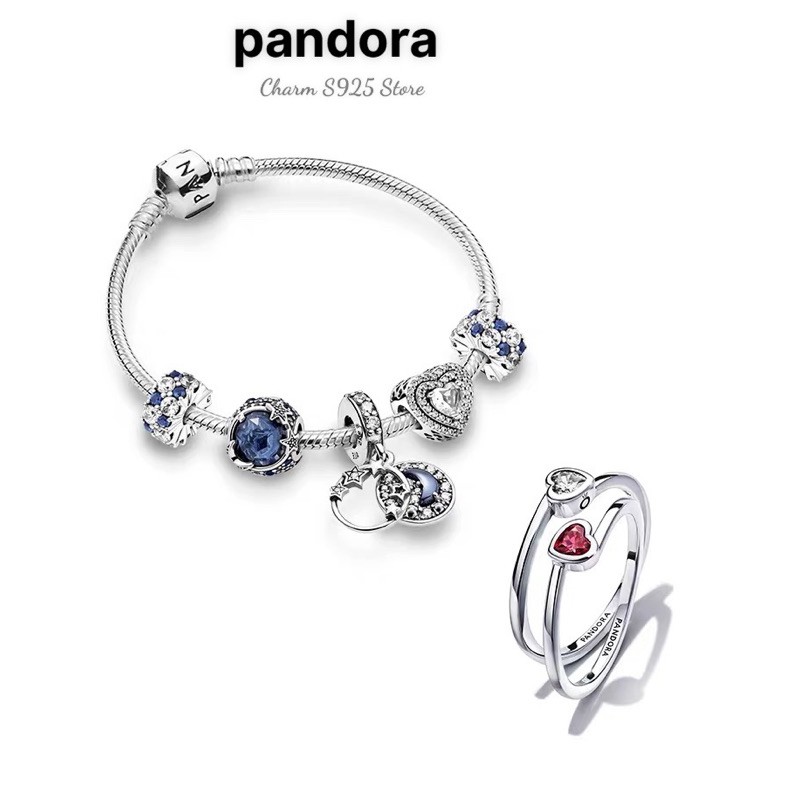 Bộ vòng tay charm pan thiết kế vùng trời xanh bạc s925