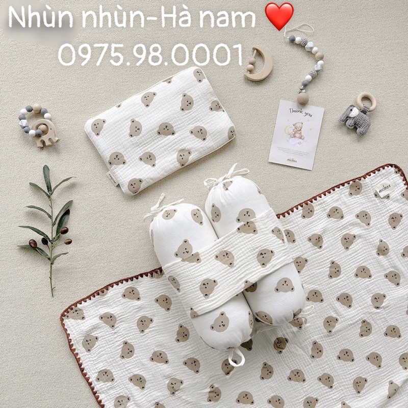 SET CHẶN BÔNG/CHẶN VỎ ĐỖ KÈM GỐI MIPBI VẢI XÔ MUSLIN