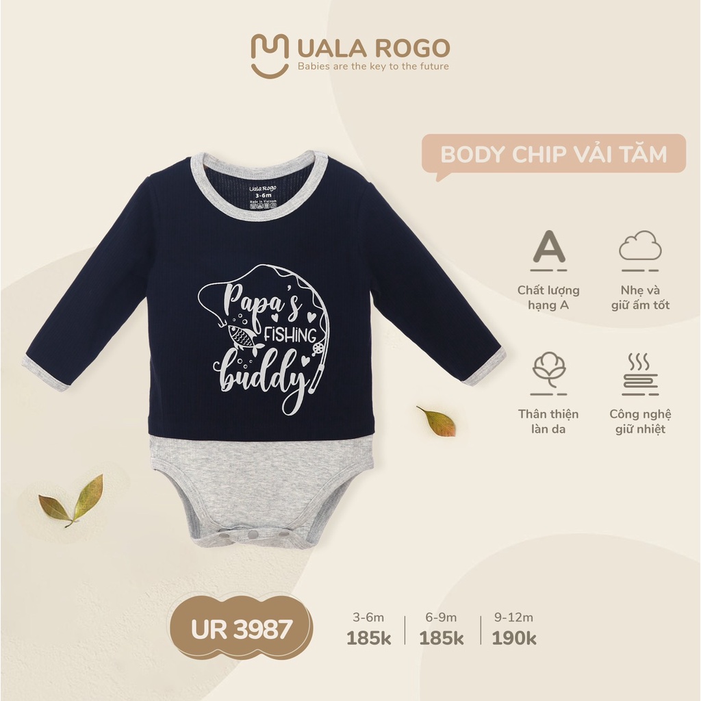 Body chip dài cotton tăm mềm mại thấm hút mồ hôi cho bé size 3 tháng đến 12 tháng 3987