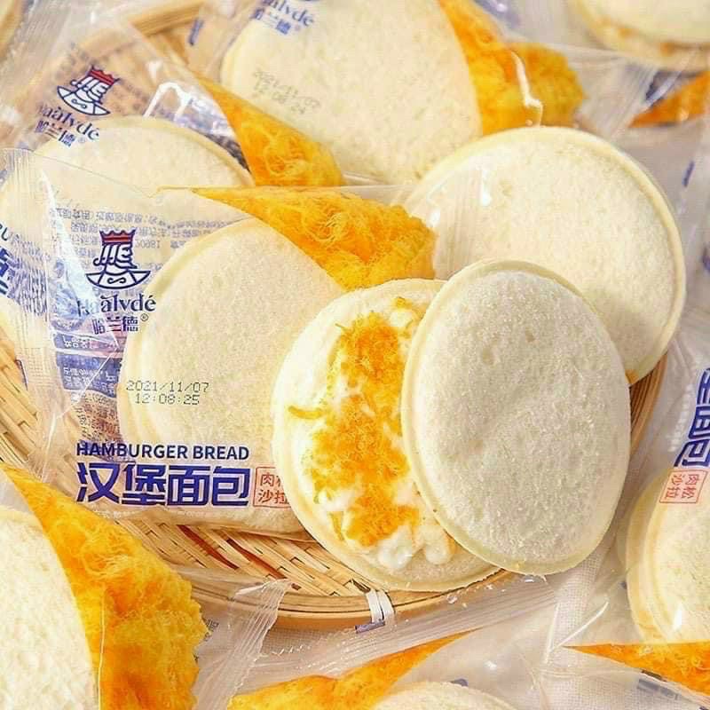 1 Cái bánh Hamburger sốt salat chà bông dùng thử