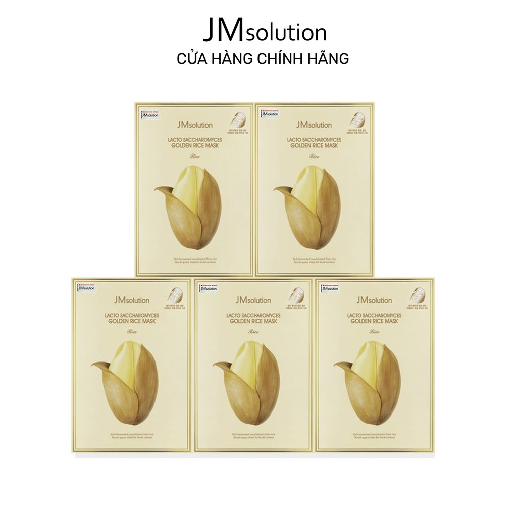 Combo 5 Mặt Nạ JMSolution Làm Trắng, Chống Lão Hóa Lacto Saccharomyces Golden Rice Mask 30ml x5