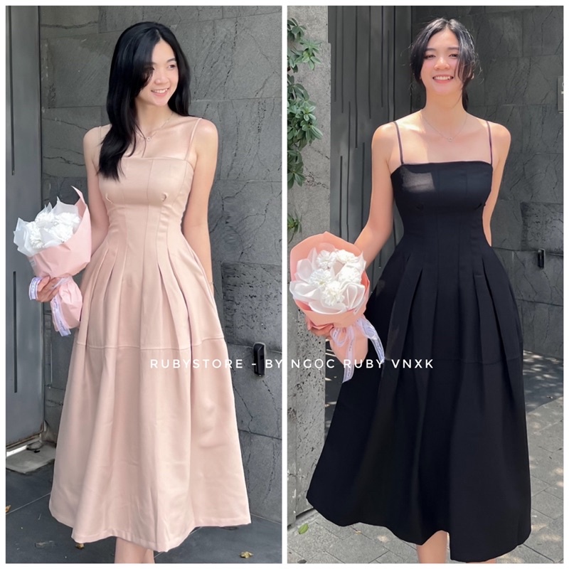 Đầm maxi xếp ly eo dự tiệc sang chảnh