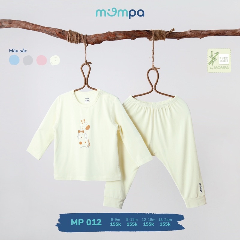 Mompa - Bộ dài tay cho bé trai bé gái chất sợi tre mềm mại co giãn hãng Mompa