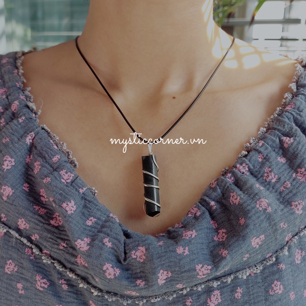 Dây chuyền đá Black Tourmaline, đá bảo vệ dùng trong Tarot, Reiki, đá phong thủy, thiền định