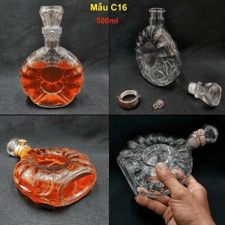 Vỏ chai rượu đẹp 500ml thủy tinh xo remy – Chai Thủy Tinh Đựng Rượu (C16)