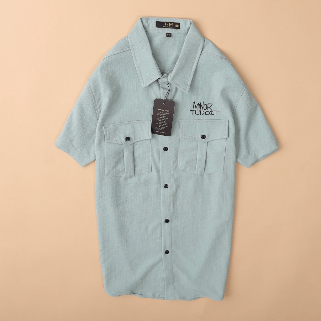 Áo sơ mi nam tay ngắn vải đũi Thái CAO CẤP có đủ màu phối túi sang trọng lịch lãm [NEW UNISEX]