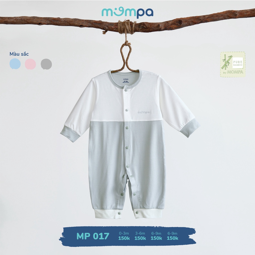 Bộ body cho bé sơ sinh 3 màu của Mompa MP 017 vải bamboo thoáng mát cho bé từ 0 đến 12 tháng