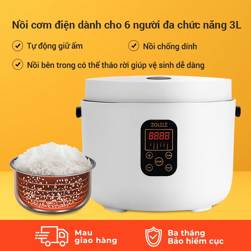 Nồi cơm điện thông minh đa chức năng ZOLELE ZB003 Dung tích lớn 3L(lòng nồi 1.2L)-501W
