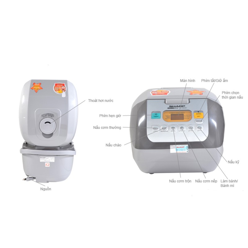 Nồi Cơm Điện Tử Sharp KS-COM18V-W (1.8 Lít) - Hàng chính hãng | BigBuy360 - bigbuy360.vn