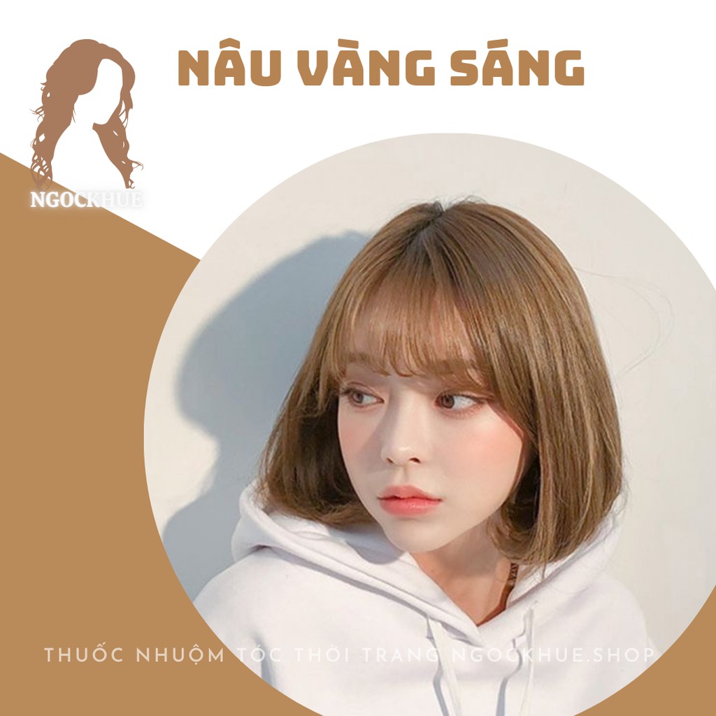 thuốc nhuộm tóc màu nâu vàng sáng + tặng oxy trợ dưỡng - Ngọc Khuê Shop