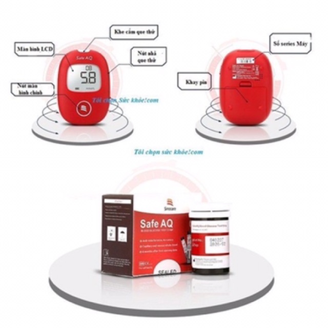 Máy đo đường huyết Safe AQ ( 50 que + 50 kim) tặng 1 hộp bông cồn