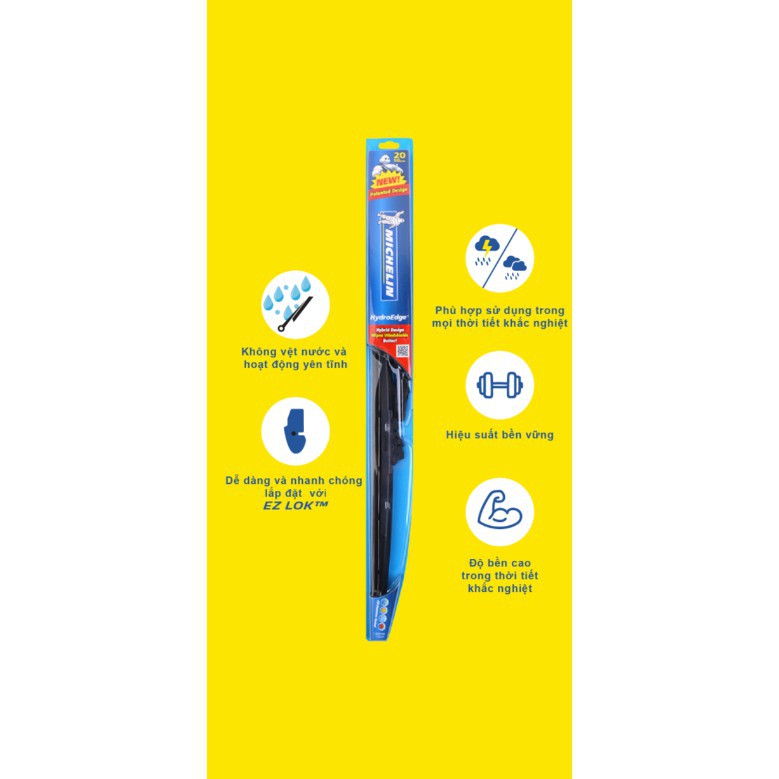 Cần Gạt Mưa Không Xương Michelin HydroEdge 14",16" ,18" ,20",22",24" ,26",28"