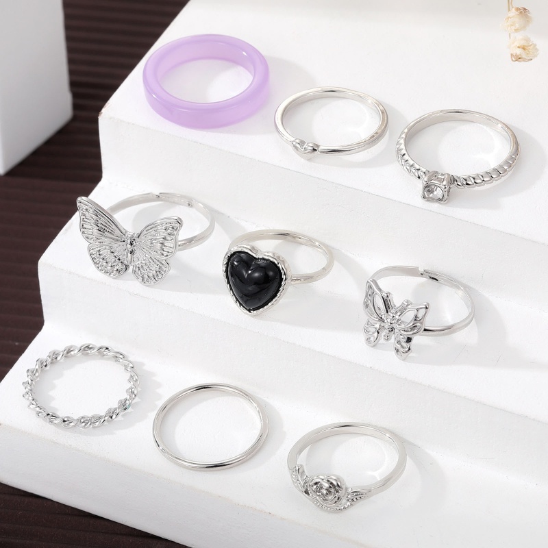 Bộ 7 / 8 Nhẫn Đeo Khớp Ngón Tay Mạ Bạc Phong Cách Vintage Cho Nữ