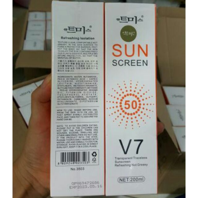 [Hàng sẵn MÃ 880 bao check]XỊT CHỐNG NẮNG SUN SCREEN V7