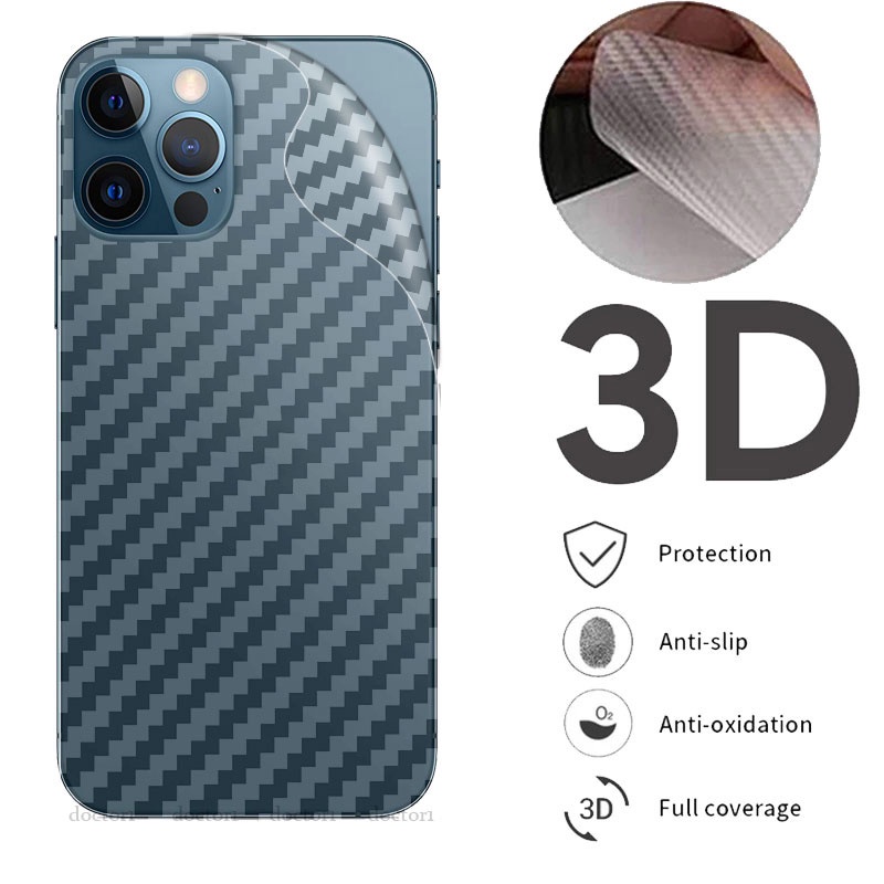 Dán Lưng Điện Thoại Cacbon Chống Vân Tay cho Cho iPhone 12 11 Pro Mini X Xs Max 7 8 6 6s Plus Xr 5 5s SE2 SE 2020