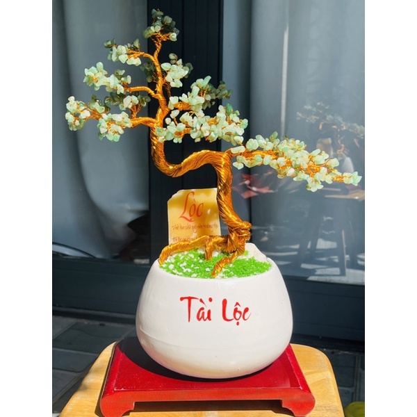 Cây tài lộc dáng bonsai đá aventurine cao 37 cm HANMYNGHE