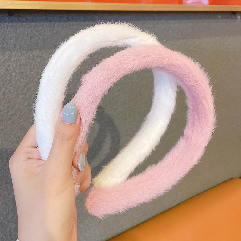 Băng Đô Cài Tóc Phối Lông Phong Cách Hàn Quốc Xinh Xắn Cho Nữ