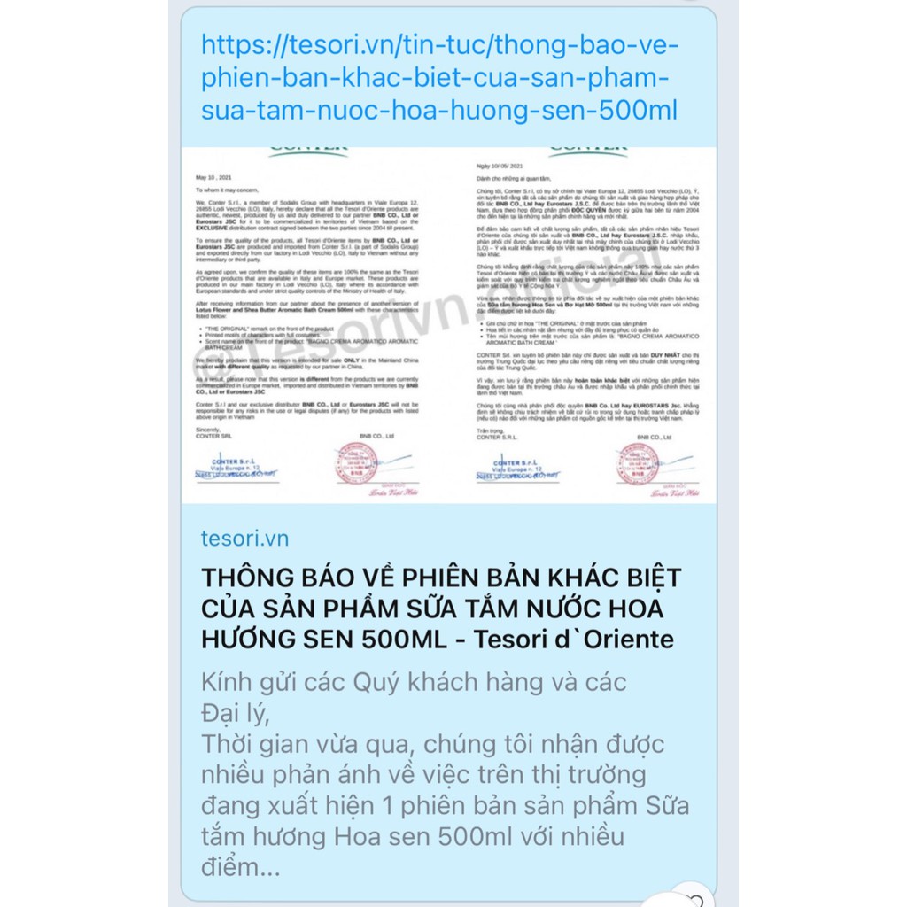 Sữa Tắm Xích Trắng Da, Hương Nước Hoa 500ml- Tesori D’Oriente Cao Cấp  | Hàng Chính Hãng | BigBuy360 - bigbuy360.vn