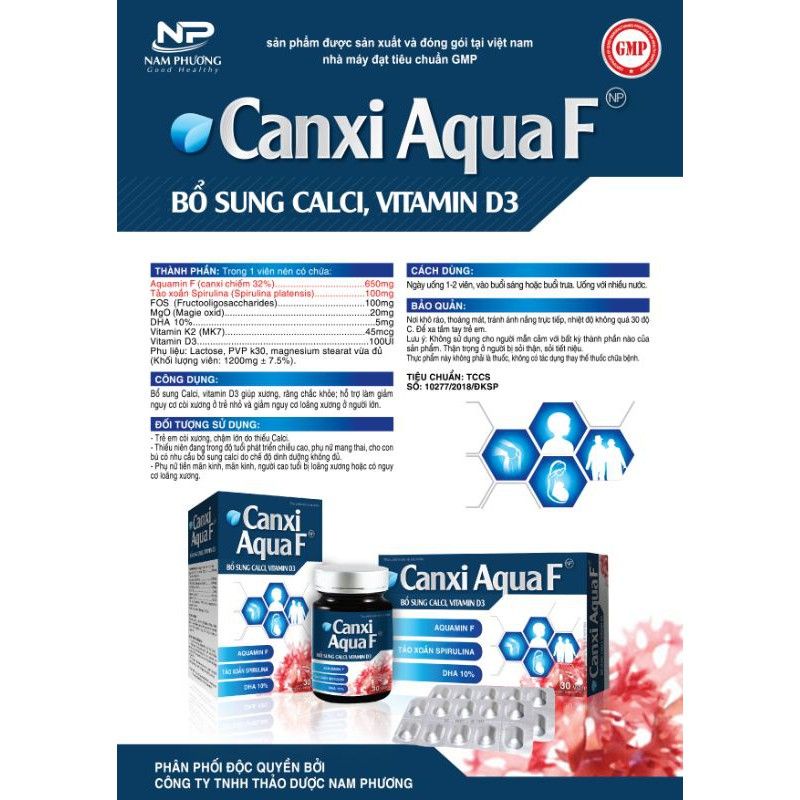 Canxi AquaF cho trẻ em còi xương hoặc đang trong độ tuổi phát triển chiều cao, phụ nữ có thai